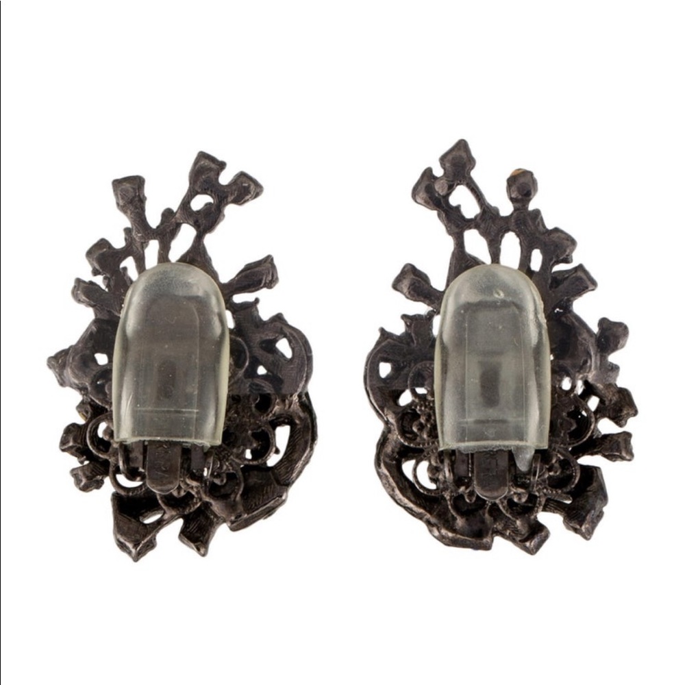 Jose & Maria Barrera Clip On Crystal Earrings - Purple - Picture 4 of 12
